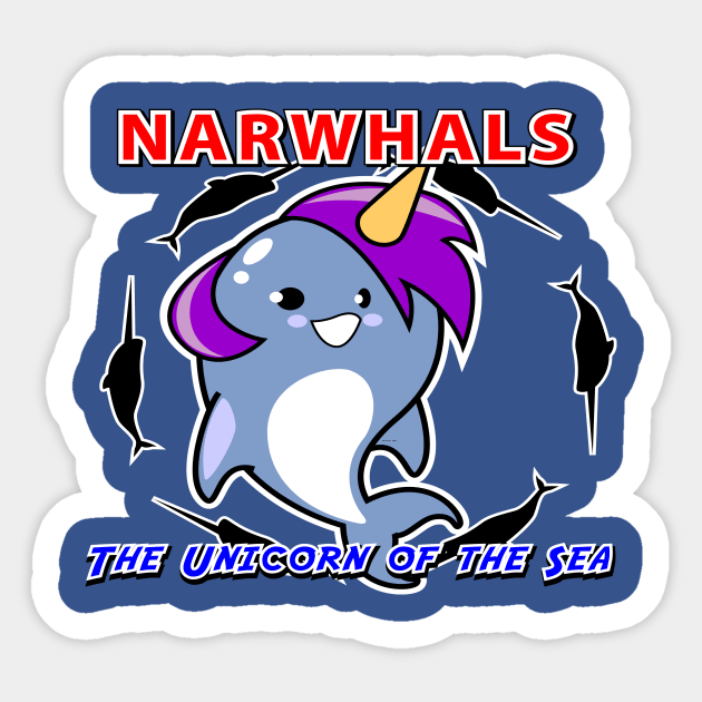 Narwhals Unicorns of the sea Sticker by Spikeani